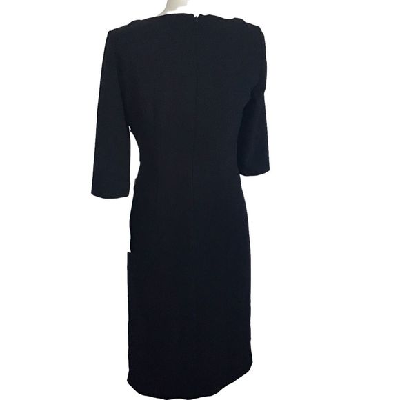 DONNA RICCO Dress 3/4 Sleeve Deep V Ruched Front Zip Up In Back Lined Size 6 NWT - Picture 4 of 7